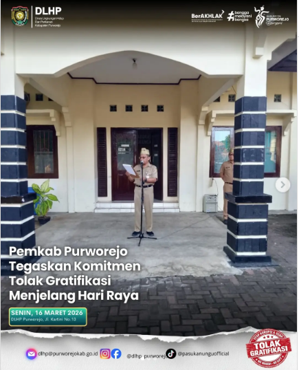 Kepala Dinas Sosialisasikan Surat Edaran Bupati Purworejo Pencegahan Korupsi dan Pengendalian Gratifikasi Terkait Peringatan Hari Raya kepada seluruh ASN